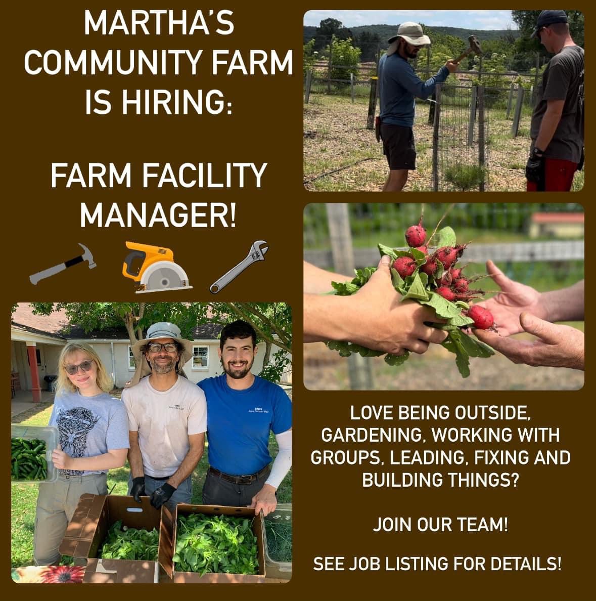 Hiring: Farm Facilities Manager at Martha’s Community Farm
